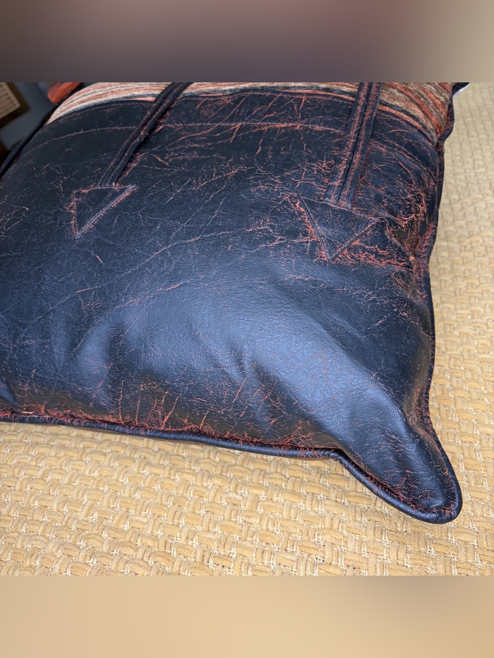 Croscill Pillow Rustic Southwestern Toggle Button Chenille 20 x 20 Cabin - Picture 5 of 11